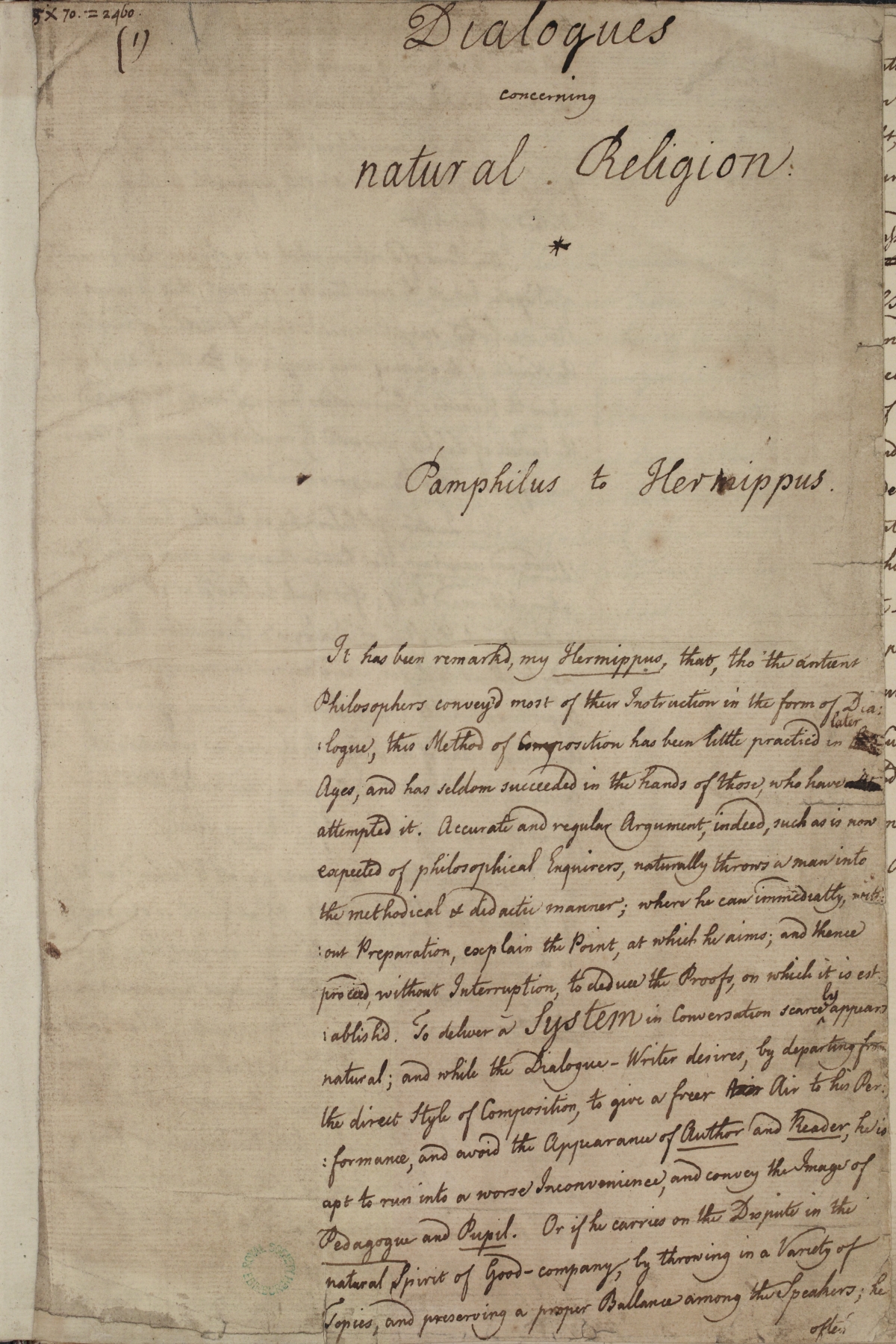 image of manuscript page 1